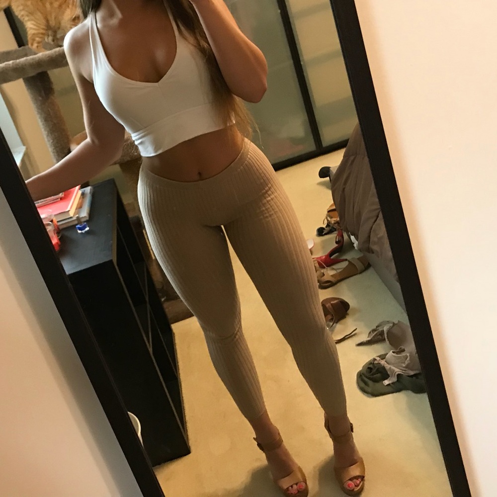 Tan lined leggings